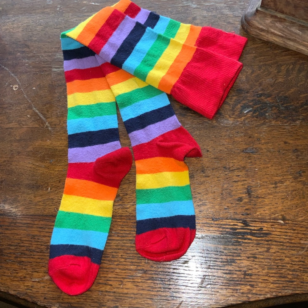 Y2K Unisex Rainbow-Striped Socks Sz OS - Picture 2 of 7